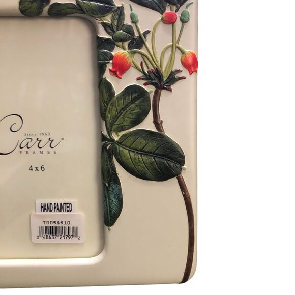 Vintage NOS Carr Picture Frame, Handpainted, Ceramic Floral, Butterfly’s, 4x6” - Picture 9 of 11